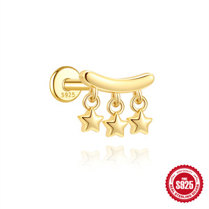 YW all'ingrosso anello a dorso piatto <span class=keywords><strong>trago</strong></span> <span class=keywords><strong>Piercing</strong></span> orecchini 925 in <span class=keywords><strong>argento</strong></span> Sterling borchia 18K placcato oro <span class=keywords><strong>Piercing</strong></span> per il corpo gioielli - Product Image 5