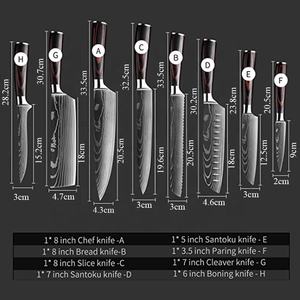 Ensemble de couteaux <span class=keywords><strong>damas</strong></span> Chef en acier inoxydable <span class=keywords><strong>japonais</strong></span> outil Santoku à trancher ensemble de blocs de couteaux à motif laser 8 pièces couteau en acier <span class=keywords><strong>damas</strong></span> - Product Image 2