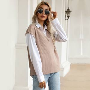 ขายส่งฤดูใบไม้ร่วงถักเสื้อกันหนาวผู้หญิงแขนกุดเสื้อกันหนาวเสื้อกั๊กเสื้อสวมหัว - Product Image 5