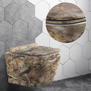 Suspension murale de salle de bain en céramique sans bords, nouveau Design européen, économique et moderne, fixation sur toilettes, une pièce - Product Image 1