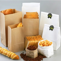 Sac en papier kraft blanc jetable SP5275, résistant à la graisse, impression personnalisée, taille personnalisée pour l'emballage alimentaire à emporter des boulangeries