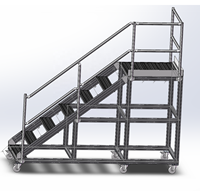 Plateforme de sécurité mobile d'usine en vente directe, escalier en aluminium avec main courante, plateforme de travail, échelle à roulettes et verrous