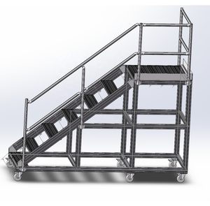 Plateforme de sécurité mobile d'usine en vente directe, escalier en aluminium avec main courante, plateforme de travail, échelle à roulettes et verrous - Product Image 6