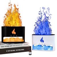 Diffuseur d'arômes ultrasonique transfrontalier pour la maison, avec effet de flamme colorée, humidificateur à pulvérisation en plastique avec pierre de sel naturelle et veilleuse