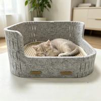 Lit pour chat de grande taille en feutre, style bol peu profond, avec griffoir intégré, double usage (dormir et griffer), imperméable, durable, pour l'été, toutes tailles de boîte