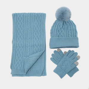 <span class=keywords><strong>Ensemble</strong></span> trois pièces tendance pour <span class=keywords><strong>femme</strong></span> : <span class=keywords><strong>bonnet</strong></span>, écharpe et gants - <span class=keywords><strong>Bonnet</strong></span> en laine tricoté doublé polaire chaud avec cache-oreilles pour le cyclisme en extérieur en hiver - Product Image 2