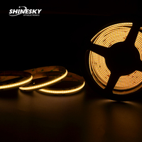 Lampu Strip LED COB Putih Ganda 24V 15W/m, Kualitas Tinggi, Dapat Diatur Suhu Warna dari 1800K hingga 3000K, CRI 90