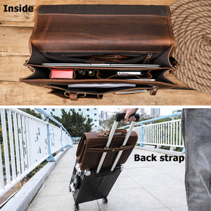 Túi xách laptop da thật 14 inch của Contact dành cho nam, chất liệu da cứng Crazy Horse, cặp da công sở, túi đựng đồ du lịch, túi khóa dành cho doanh nhân - Product Image 3