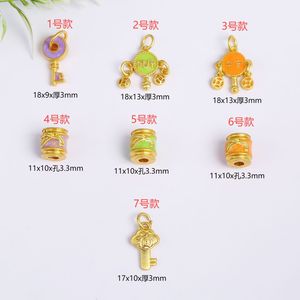 Colgante de aleación con diseño de barril y cuentas, con esmalte dorado y efecto de goteo de aceite, símbolo de paz y salud, accesorio de joyería DIY para pulseras y collares - Product Image 2