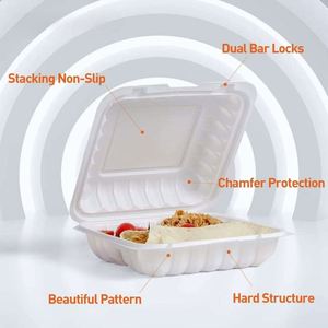กล่องอาหารแบบใช้แล้วทิ้ง PP ขนาด 8x8 นิ้ว 3 ช่อง ยี่ห้อ Brand - Product Image 3
