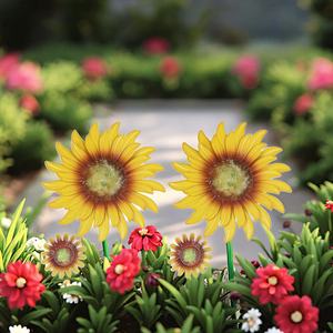 Spinners de vent colorés pour la décoration intérieure extérieure Globe solaire soleil fleur jardin pieu 3D feuilles de saule métal cinétique Sculpture cour - Product Image 3