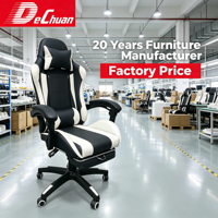 Chaise de bureau ergonomique robuste de style racing avec dossier inclinable et repose-pieds extractible pour le bureau à domicile