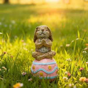 Statua di Coniglio Pasquale in Resina Intagliata NANSI, Uova Dipinte - Ornamento Scenico da Giardino a Tema Yoga per Regali Festivi e Feste di Inaugurazione Casa - Product Image 2