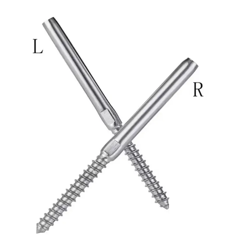 Sistema de hardware de barandilla de cable de cubierta de escalera de acero inoxidable Swage Lag tornillos izquierda derecha para poste de madera