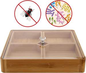 Fındık ve şeker depolama için toptan bambu servis tepsisi, ahşap parti meze tabağı sebze çanak, akrilik kapaklı şeker kasesi - Product Image 3