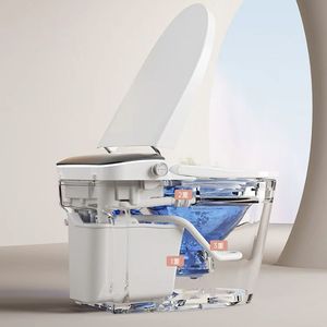Toilettes automatiques intelligentes incluses Céramique montée au sol désodorisation automatique lavage instantané des hanches voix couvercle rabattable sans eau - Product Image 3