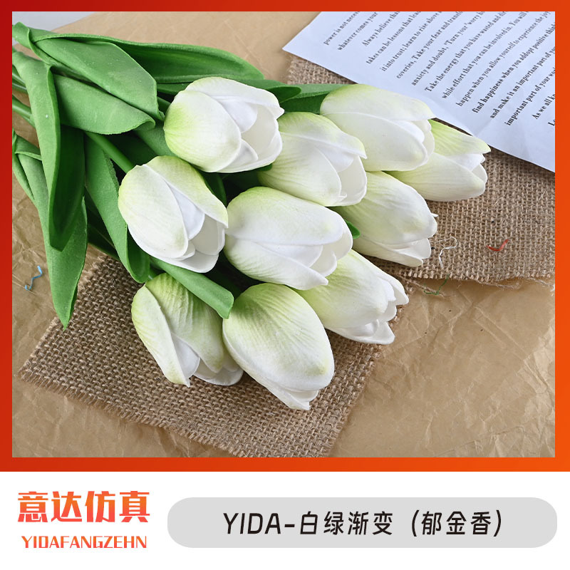 Una rama con degradado de color blanco y verde.