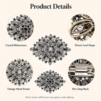 Broche personnalisée Art Déco en cristal et strass pour femme, motif élégant fleur et feuille, pour robe, manteau, écharpe et accessoire quotidien