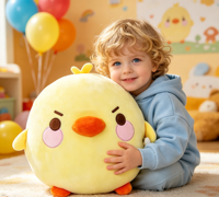 Coussin en peluche canard jaune personnalisé pour Thanksgiving, avec logo OEM, taille personnalisable, doux et lavable, pour le bureau, la voiture, les enfants et la décoration intérieure