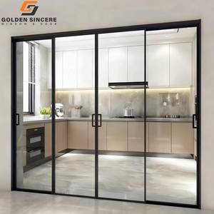Porte coulissante d'angle moderne à 90 degrés, grande, en verre trempé, avec montant en aluminium, pour patio, villas et cuisines - Product Image 4
