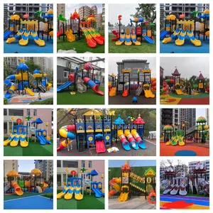 New Beautiful Style Amusement Park Playground Equipment Plastic Kids Garden Slides For Kids