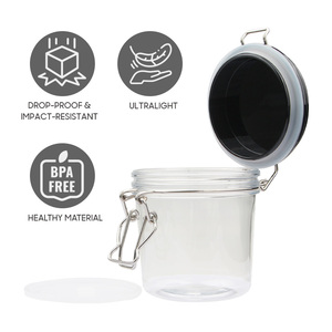 Hot Sale Unbreakable Transparent Body Black Lid Durable Flip-top 400ml Plastic <b>Jars</b> for <b>Spices</b> - Product Image 3