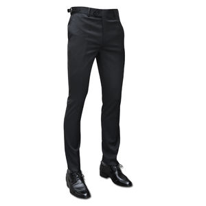 Business semplice nero Micro <span class=keywords><strong>elastico</strong></span> lana da uomo pantaloni di regolazione fibbia sottile piedi stretti pantaloni formali per uomo - Product Image 5