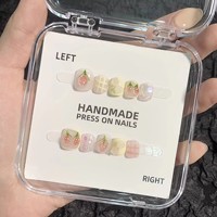 TSZS Nouvelle Arrivée Mignonnes Faux Ongles Courts Carrés Faits Main à Presser pour Enfants Mini Ongles Acryliques Réutilisables 3D Dessin Animé pour Enfants