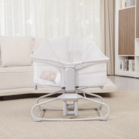 Berceau à bascule pliable portable à rotation 360 degrés, lit bébé en métal, sommier pour bébé, contrôlé par application, alimenté par USB, pour nouveau-né de 0 à 2 ans