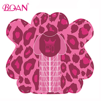 BQAN Nouveau Lot de 500 Formes à Ongles en Aluminium Réutilisables à Motif Léopard, Étiquette Privée, Double Forme pour Nail Art