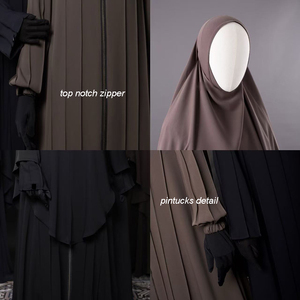 Nuovo Trend Personalizzato: Set Abaya Premium <span class=keywords><strong>Nida</strong></span> a Due Pezzi con Cerniera e Khimar per Donne Musulmane, Vendita all'Ingrosso, Abaya Semplice per Ramadan ed Eid - Product Image 4