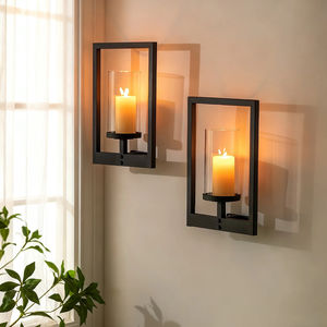 LANJO Modern Wall <b>Candle</b> Holder Black <b>Candle</b> Wall <b>Sconces</b> Pillar Holder-Black Wall Decorations - Product Image 2