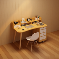 Bureau d'étude moderne multifonctionnel pour étudiants avec tiroir et armoire, durable, simple, table d'étude à domicile, panneau en bois, bureau d'ordinateur pour la maison
