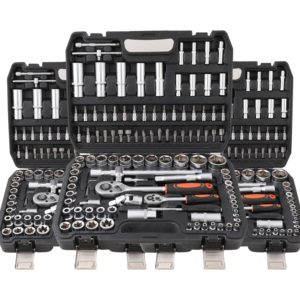 Set di <span class=keywords><strong>Chiavi</strong></span> <span class=keywords><strong>a</strong></span> <span class=keywords><strong>Bussola</strong></span> con Cricchetto da <span class=keywords><strong>1</strong></span>/2 <span class=keywords><strong>Pollice</strong></span>, 108 Pezzi OEM di Precisione Avanzata in Acciaio per Riparazione Auto e Biciclette, <span class=keywords><strong>1</strong></span> Set in Valigetta Rigida Metrica - Product Image 1