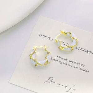 ต่างหูห่วงทรงกลมสไตล์ฝรั่งเศสสุดหรูหราแบบเรโทร ประดับด้วยเพชรซิร์คอน ชุบทอง ทำจากโลหะผสม ของขวัญเครื่องประดับสำหรับผู้หญิงสุดอินเทรนด์ - Product Image 4