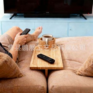Plateau d'accoudoir de canapé en bois 13,0 po x 3,0 po avec porte-gobelet pour servir des collations dans le salon - Product Image 2