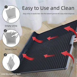 Bac à litière semi-fermé pour chat avec tamisage, <span class=keywords><strong>double</strong></span> couche, portable, compatible avec les litières en granulats de pin pour chat de grande taille - Product Image 6