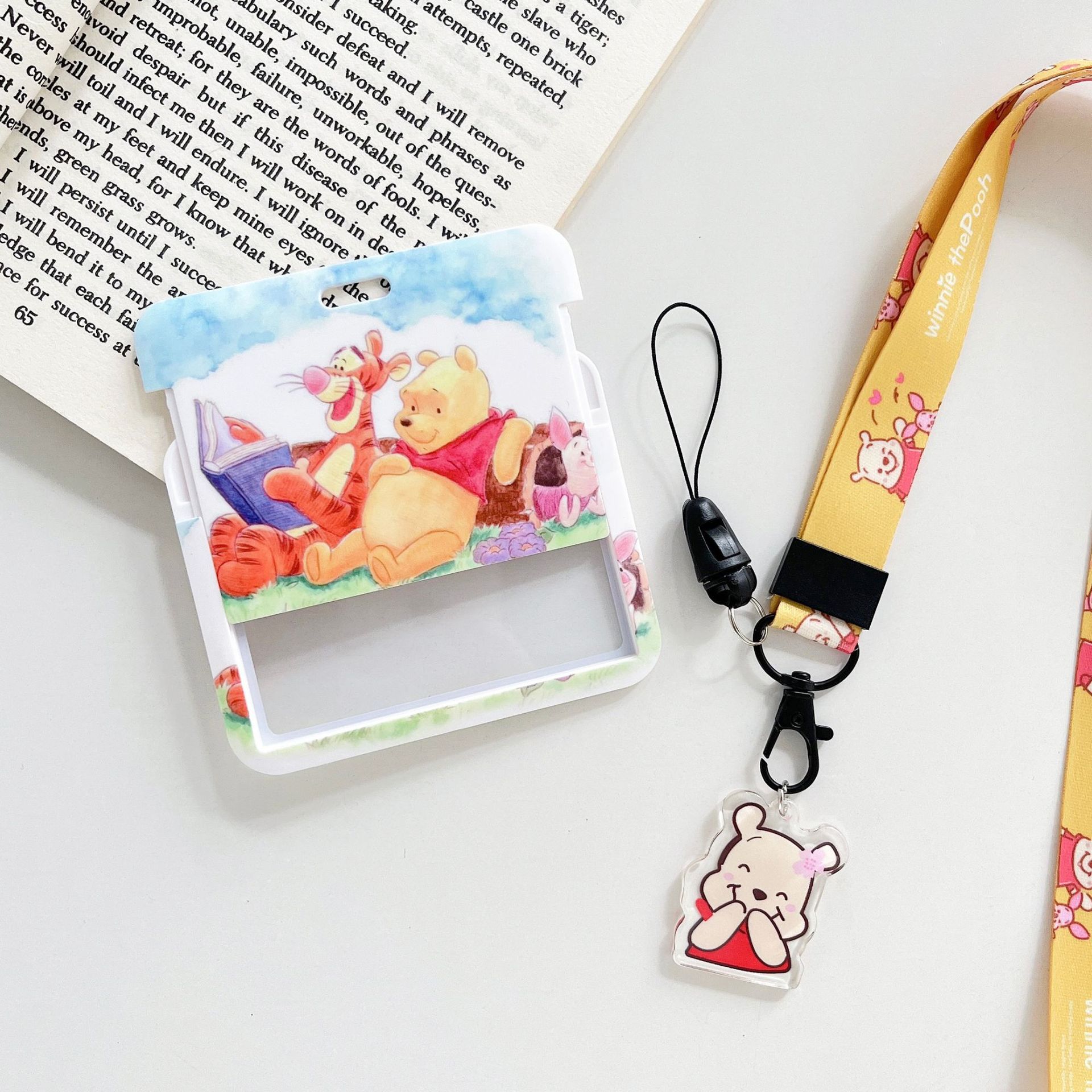 Lovely Cartoon Mickey Minnie Bear Card Holder Lanyards Anti-Lost Plastic Horizontal Student Bus ID Badge Card Case Lanyard Image 3
