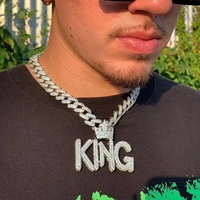 Collar con Colgante de Letra Corona de Rey con Piedras de Circonita, Joyería Hip Hop para Hombre, Venta al por Mayor
