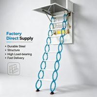 Échelle d'accès au grenier pliable manuelle 4m en alliage d'aluminium, escalier escamotable monté au plafond, solution gain de place