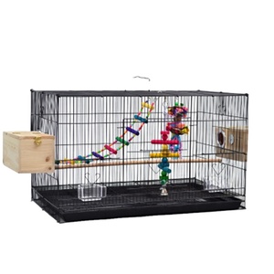Livraison Gratuite - Cage à Oiseaux Pliable en Acier Inoxydable pour Éleveuse de Perruches et Ara, Grande Taille 76x45x46cm, 1 Pièce, Design Moderne Noir Personnalisé - Product Image 3