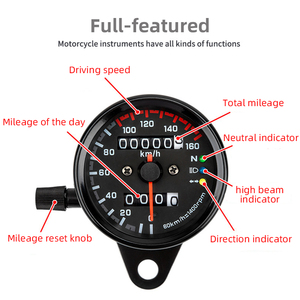 Velocímetro retro universal para motocicleta de 12 V, odómetro dual con indicador LED - Product Image 3