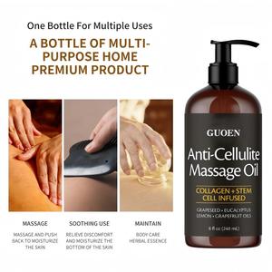 Aceite de Masaje Corporal Anticelulítico en Botella Grande de 240 ml - para Terapia de Masajes - Contiene Aceites Esenciales de Limón y Eucalipto, Unisex - Product Image 3