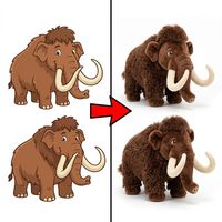 Figurine en peluche Éléphant de l'ère glaciaire, corps moelleux, grandes crocs blancs courbés, peluche personnalisée OEM, mammifère préhistorique, illustration dessinée à la main