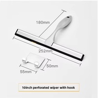Brosse de nettoyage manuelle en acier inoxydable durable pour vitres perforées, raclette à fenêtre simple face pour usage domestique et commercial