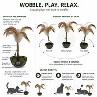 Jouet pour chat en forme de balançoire avec herbe à chat naturelle, plumes et clochettes, jouet interactif et auto-entretenant pour animaux de compagnie, jouet durable pour chatons