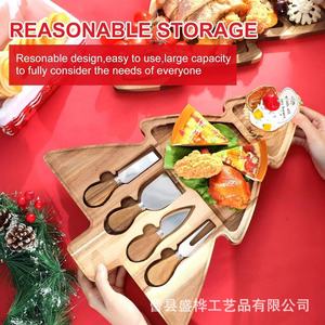 Tabla de quesos con forma de árbol de Navidad con juego de cubiertos, bandeja de madera para servir frutas, pan, embutidos y aperitivos para fiestas - Product Image 4