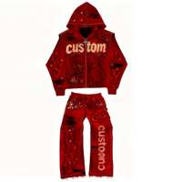 Finch Garment Zware Gewichts Gebreide Diamant Borduurwerk Rits Trainingspak Fabrikant Joggingbroeken en Hoodie Jongens Kledingsets