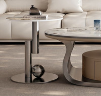 Fullsummer Luxuriöses Ovales Gesintertes Stein-Holz Couchtisch und TV-Ständer Set mit Schubladen für Wohnzimmer, Hochwertiges Design