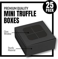 Boîte noire mate à prix d'usine avec fenêtre en PVC et plateau en papier ou plateau en laine perlée pour boîte à truffes au chocolat pour les fêtes